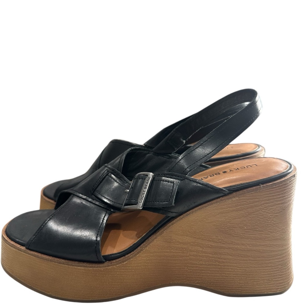 Lucky Brand Delaynee Platform Wedge Sling Back Sandal Size 8.5M